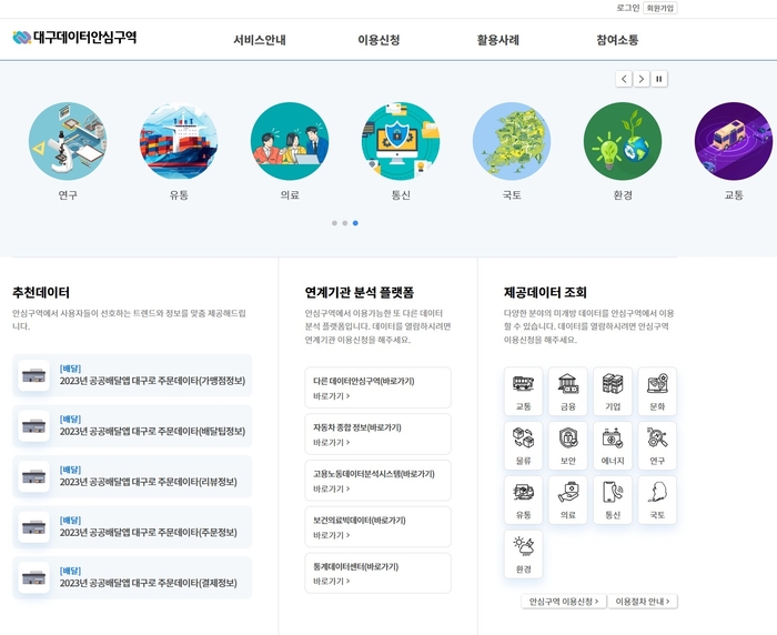 대구데이터안심구역 플랫폼 이미지