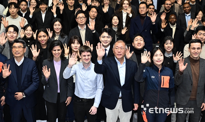기념촬영하는 현대차그룹