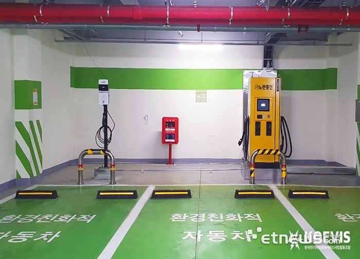 삼전근린공원 공영주차장 내 설치된 조합 급속충전기(사진=한국전기차인프라서비스사업협동조합)