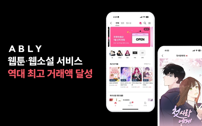 에이블리, 12월 웹툰·웹소설 거래액 역대 최고 달성…전월 대비 2배 성장