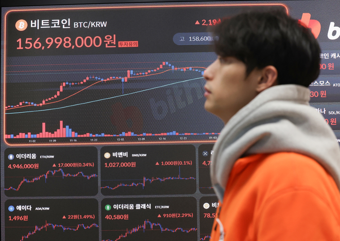 도널드 트럼프 대통령의 취임일에 비교적 큰 폭으로 하락했던 비트코인이 상승세를 나타내며 사상 최고가에 근접하고 있다. 22일 서울 서초구 빗썸라운지 강남점에 가상화폐 실시간 거래 가격이 표시되고 있다. 연합뉴스