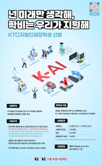 KT 2025년도 디지털 인재 장학생 모집 포스터