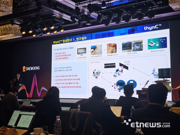 임홍의 중앙대학교 광명병원 심장내과 교수가 씽크 임상 결과에 대해서 설명하고 있다.(사진=송혜영 기자)