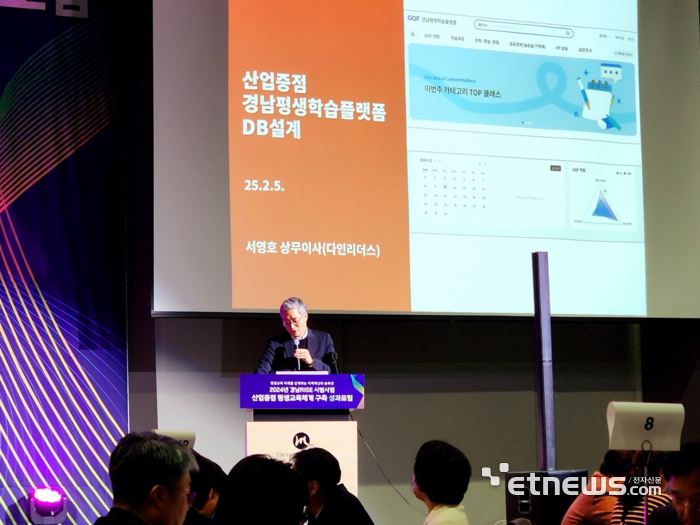 다인리더스는 '2024 경남 RISE 시범사업' 산업 중점 평생교육체계 구축 성과 포럼에서 경남 평생학습플랫폼 DB 설계 성과를 발표했다.
