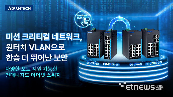어드밴텍의 산업용 이더넷 스위치.