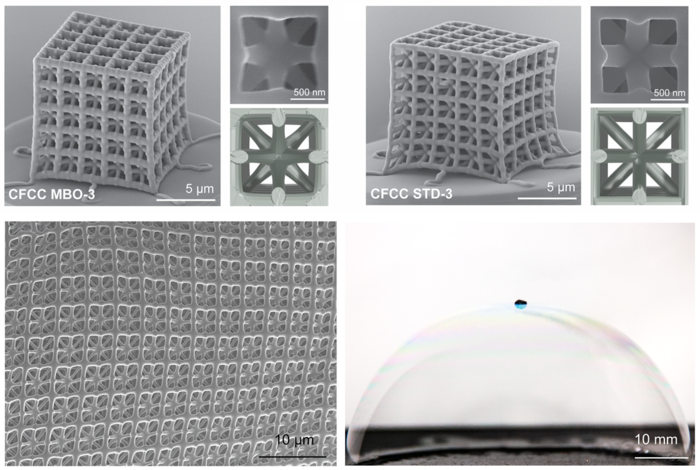 연구진이 개발한 나노 격자구조 및 버블 위에 얹은 구조물