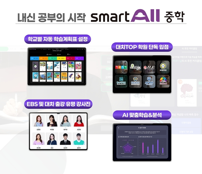 웅진씽크빅의 중등 인공지능(AI) 학습 플랫폼 '웅진스마트올 중학'이 2022 개정 교육과정을 반영한 중학교 1학년 대상 내신 진도 신규 강좌를 공개한다.(사진=웅진씽크빅)