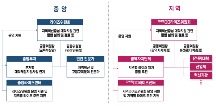 중앙-지역 라이즈 거버넌스 구조도. (사진=교육부)