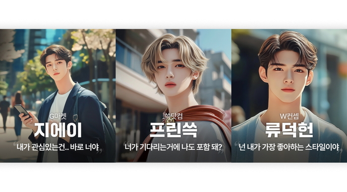 신세계그룹이 '랜더스 쇼핑페스타' 개최를 앞두고 선보인 인공지능(AI)모델. (왼쪽부터) G마켓 모델 '지에이', SSG닷컴 모델 '프린쓱', W컨셉 모델'류덕헌'