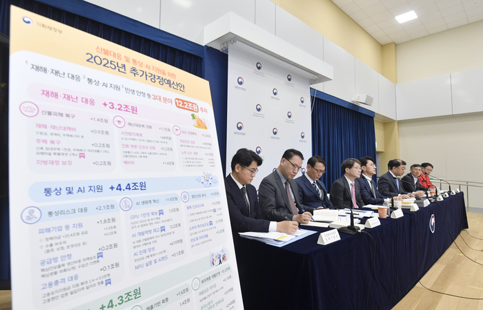 정부가 지난 17일 정부세종청사 중앙동에서 2025년 추가경정예산안 상세브리핑을 실시하고 있다.[기재부 제공]