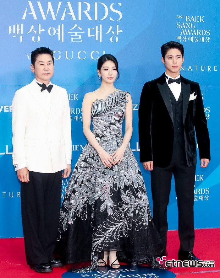 [ET포토] 신동엽-수지-박보검, '올해도 백상의 MC'