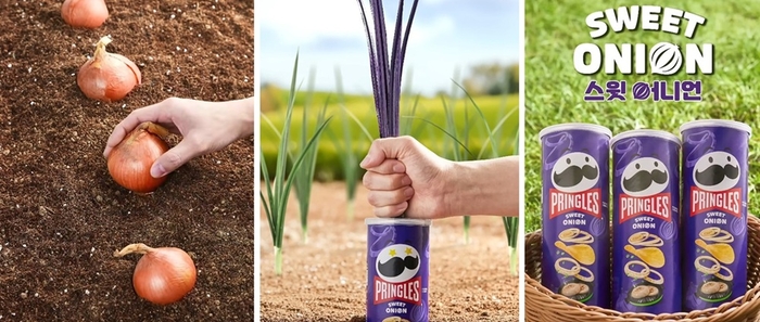 프링글스 '스윗 어니언' 광고 화면