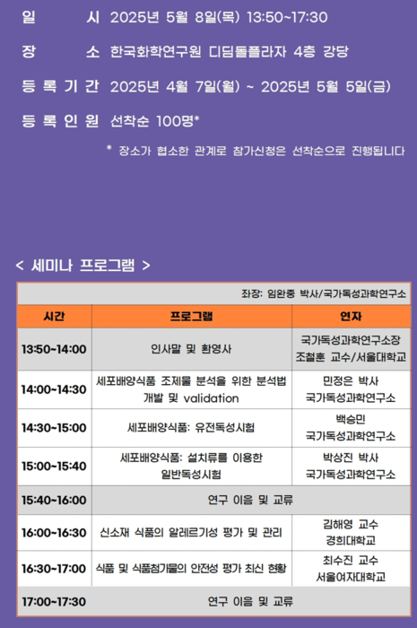 KIT, 국내 '세포배양식품' 안전성 평가 동향 세미나 개최