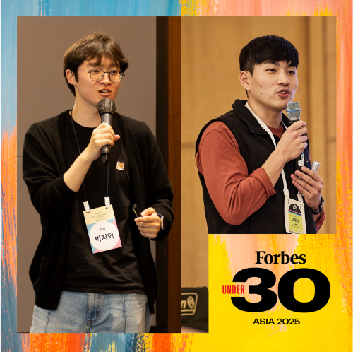 와들 공동 창업자 박지혁 대표(좌)와 조용원 CSO(우), '포브스 아시아 30세 미만 리더 30인' AI 부문 선정