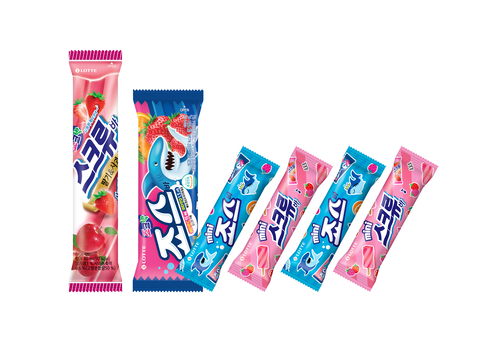 기존 스크류바, 죠스바와 미니 스크류바·미니 죠스바 제품 패키지. 사진=롯데웰푸드.