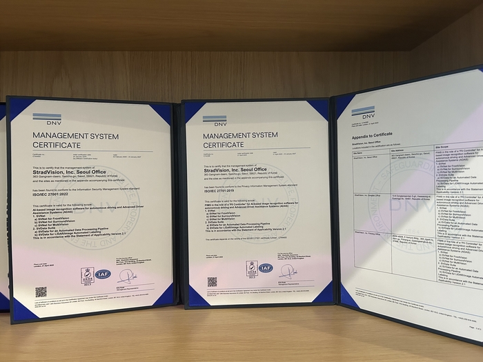 스트라드비젼이 획득한 ISO/IEC 27001 및 ISO/IEC 27701 인증서