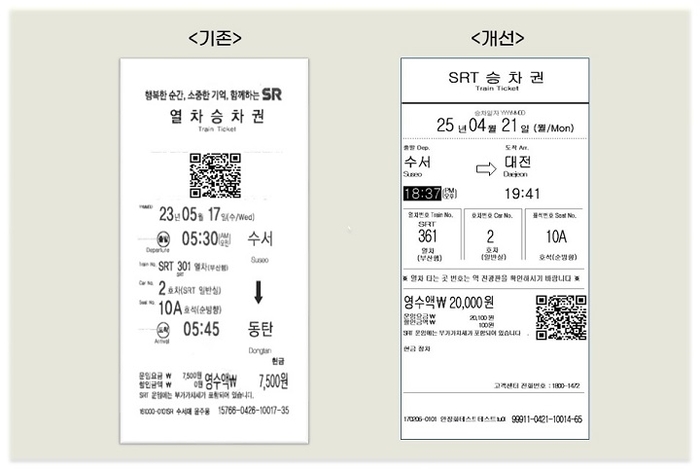 SR, SRT 승차권 이용객 중심 디자인 개선