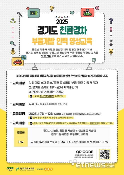 2025 경기도 친환경차 부품개발 인력양성 포스터.
