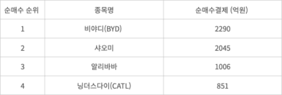(2025.01.01~2025.05.30) 홍콩주식시장 외화증권 투자 종목별 순매수결제 내역 (자료=한국예탁결제원)