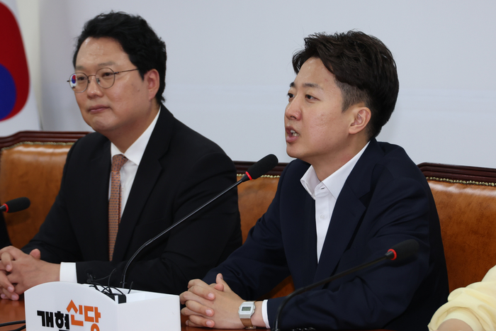 대선 후보였던 개혁신당 이준석 의원이 5일 서울 여의도 국회에서 열린 선거대책위원회 해단식에서 발언하고 있다.(사진=연합뉴스)