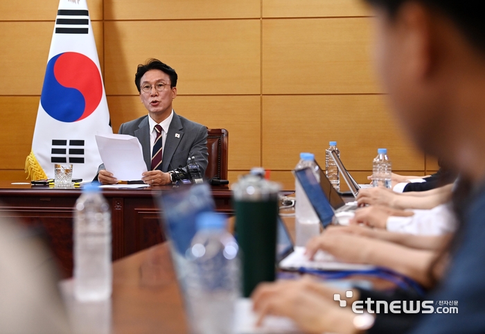 [포토] 김민석 총리 후보자 출입기자 간담회