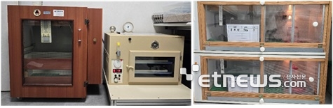 인아화조원에서 보유 중인 부화기 및 발생기(왼쪽) 와 육추기.