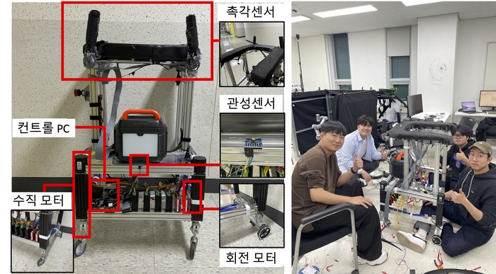 AI 기반 고령자 보행 보조 로봇 '적응형 워커' 개발 모습.