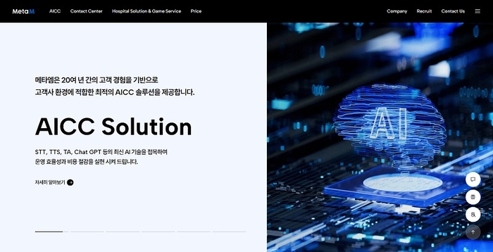 메타엠 공식 홈페이지. 사진=메타엠