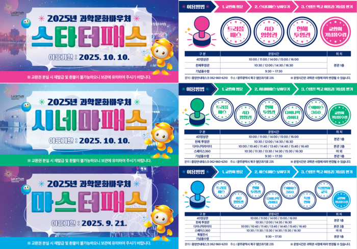 과학전시·체험 상품 3종은 기본 이용권.