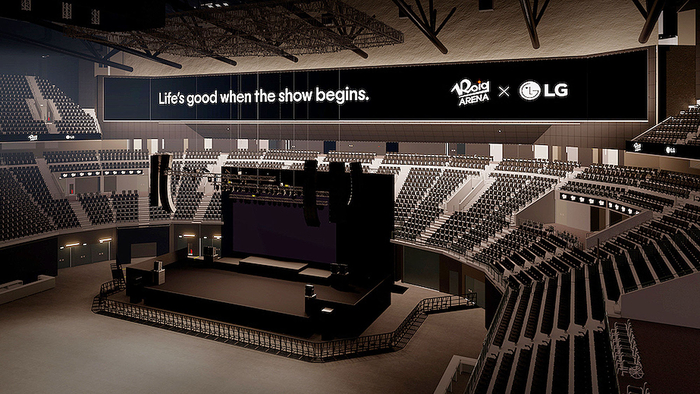 아레나 내부에 설치되는 LED 사이니지의 렌더링 이미지.