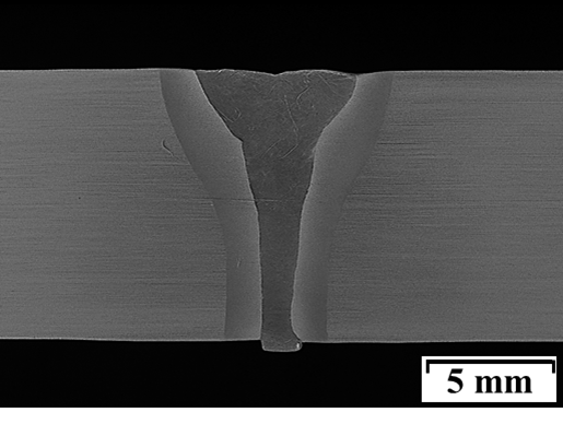 레이저-아크 하이브리드 단층용접부 단면