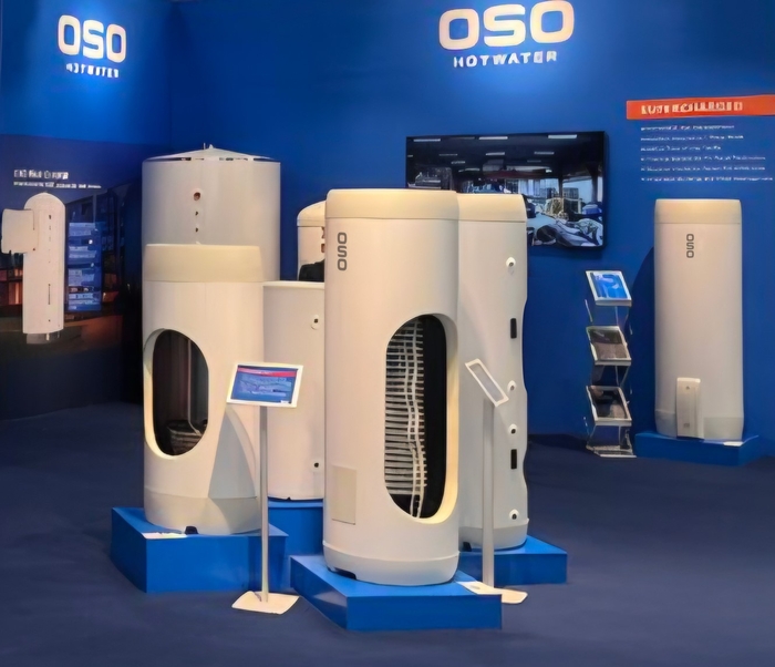 올해 초 독일 프랑크푸르트에서 열린 세계 최대 규모 냉난방공조 전시회인 'ISH(International trade fair for sanitation, heating and air) 2025'에 참가한 OSO 부스 전경