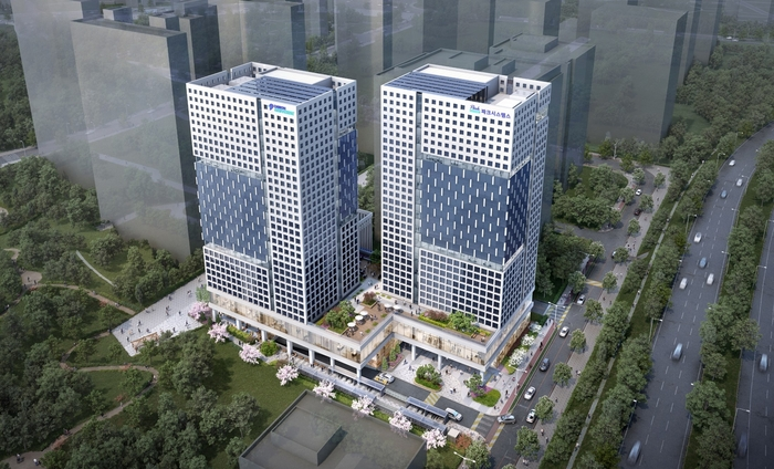 파크시스템스 과천 신사옥 조감도. 지상 15층, 지하 5층 규모.