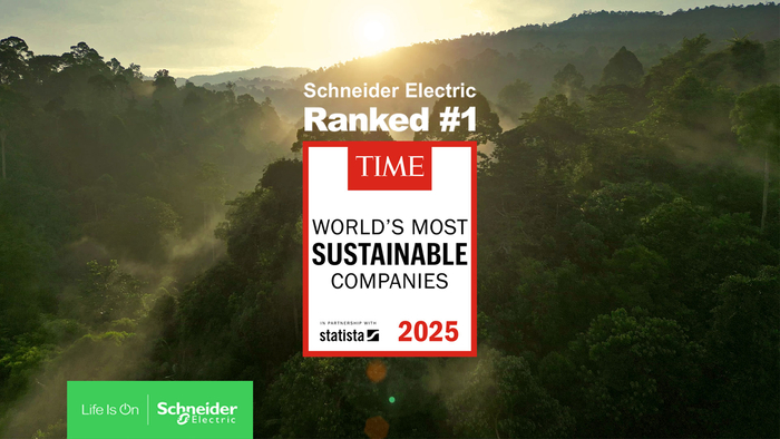 슈나이더 일렉트릭, 타임지 선정 '세계에서 가장 지속 가능한 기업' 2년 연속 1위. 슈나이더 일렉트릭