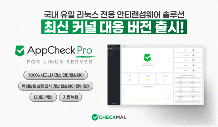 체크멀, 안티 랜섬웨어 '리눅스서버용 앱체크' 최신 커널 대응 버전 출시