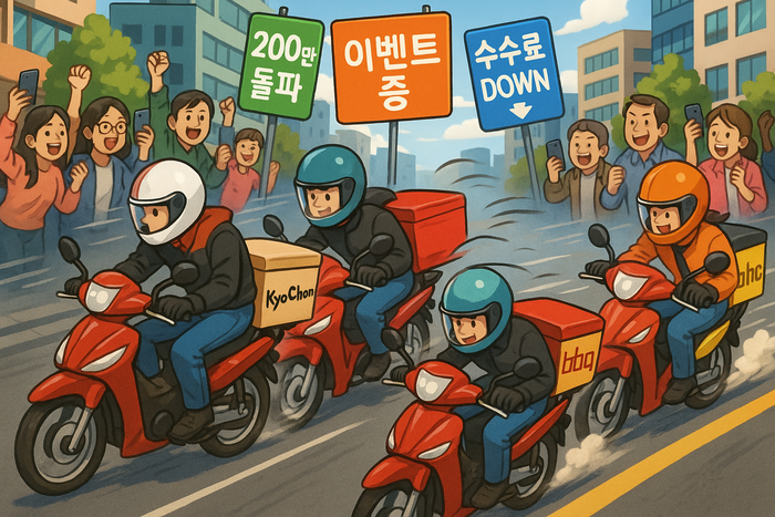 치킨 3사 '자사 앱' 월 이용자 200만명 돌파…bhc-BBQ, 교촌 맹추격