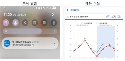 한국은행 '금융·경제 스냅샷' 모바일앱 화면. (사진=한국은행)