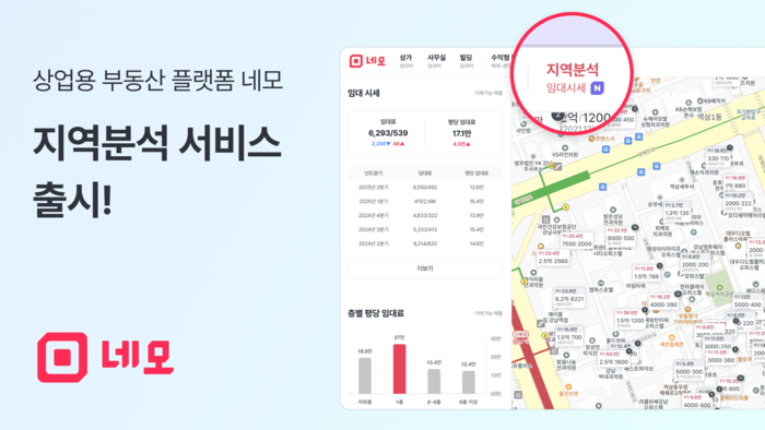 네모, 지역분석 서비스 출시…상가·사무실 임대 시세 비교
