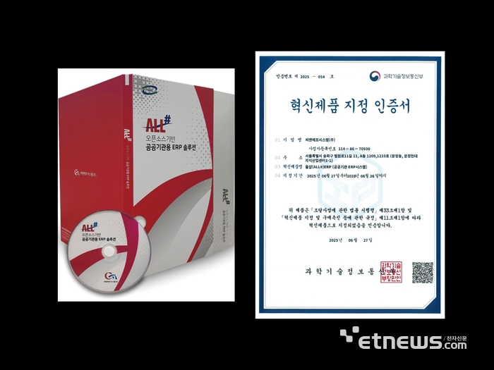 ALL#(올샵) 제품과 혁신제품지정인증서