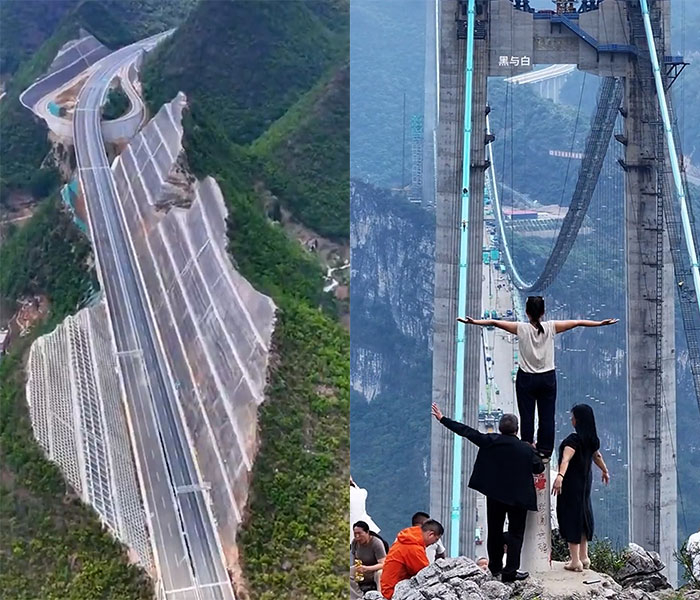 산을 '싹둑 잘라' 만든 세계에서 가장 높은 625m 다리