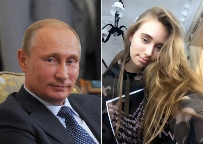 블라디미르 푸틴 러시아 대통령과 그의 혼외자로 알려진 엘리자베타 크리보노기흐. 사진=AP 연합뉴스/텔레그램 캡처