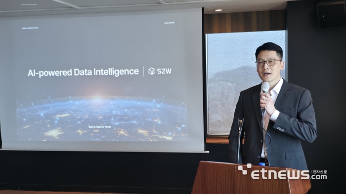 서상덕 S2W 대표가 5일 서울 여의도에서 IPO 기자간담회를 열고 상장 후 계획을 발표하고 있다. [사진=현대인 기자]