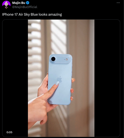 아이폰17 에어 스카이 블루 색상. 사진=마진부 엑스