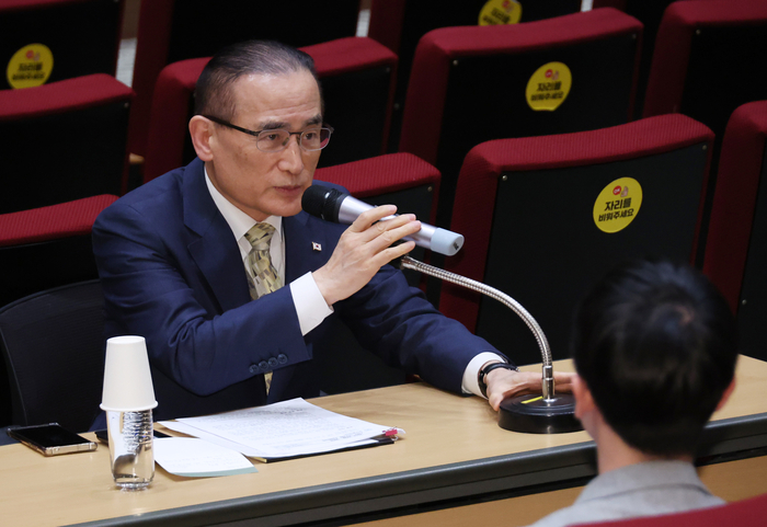 위성락 안보실장 기자간담회     (서울=연합뉴스) 한상균 기자 = 위성락 국가안보실장이 22일 서울 용산 대통령실에서 한미, 한일 정상회담 등 현안 관련 기자간담회를 하고 있다. 2025.8.22     xyz@yna.co.kr (끝)