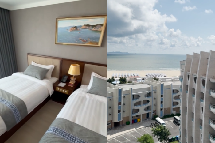 북한 호텔 내부와 외부 전경. 사진=다리아 주브코바/뉴욕타임스 캡처