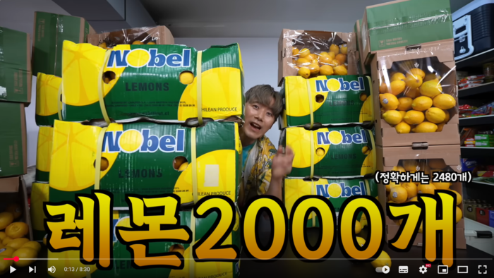 허팝의 '레몬 2000개로 스마트폰 충전하기 실험' 유튜브 영상.