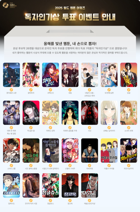 '2025 월드 웹툰 어워즈' 본상 후보작 26편