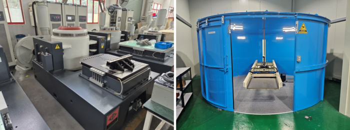 9월 도입 예정인 6톤 진동시험기(왼쪽 사진)과 가속도 시험기(오른쪽 사진)