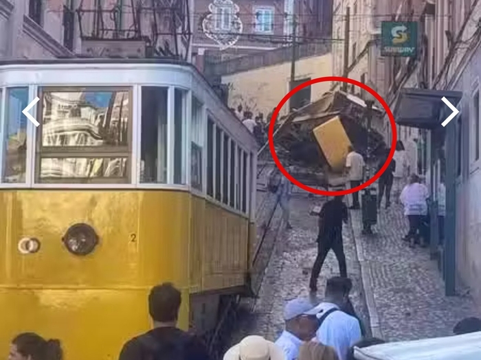 3일(현지시간) 포르투갈 리스본에서 발생한 푸니쿨라 탈선 사고 현장. 사진=엑스 캡처