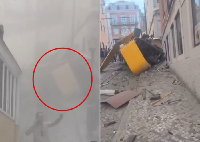 3일(현지시간) 포르투갈 리스본에서 발생한 푸니쿨라 탈선 사고 현장. 사진=엑스 캡처